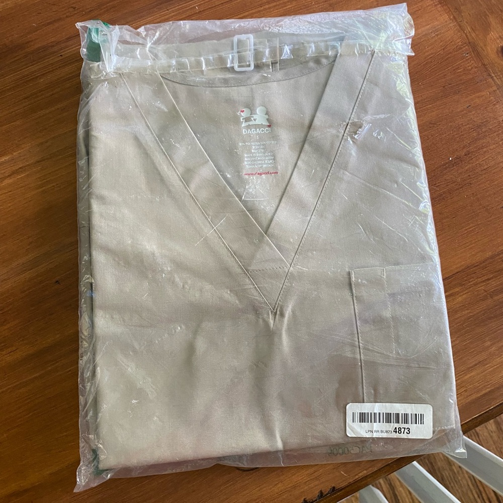 NEW Tan Scrub Top AND Bottoms